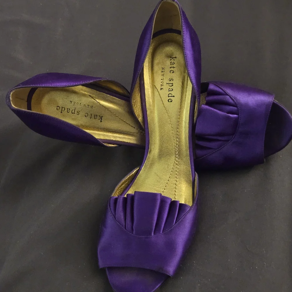 Kate Spade Purple Satin Heels - Picture 2 of 5